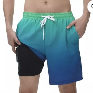 Rokka & Rolla Men Emerald Bay Compression Quick Dry Swim Board Trunks Size 2XL